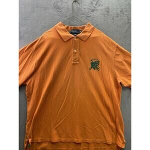 Polo Ralph Lauren Crest Logo Orange S/S Casual Polo Shirt Men's 2XB BIG Cotton